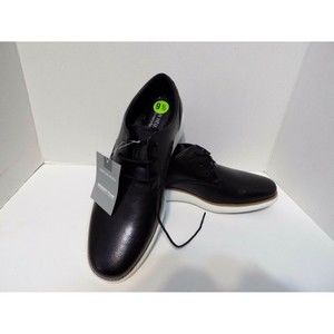 New Van Heusen Black Dress Shoes Man Made Uppers Men's Foam White Sole Size 9.5